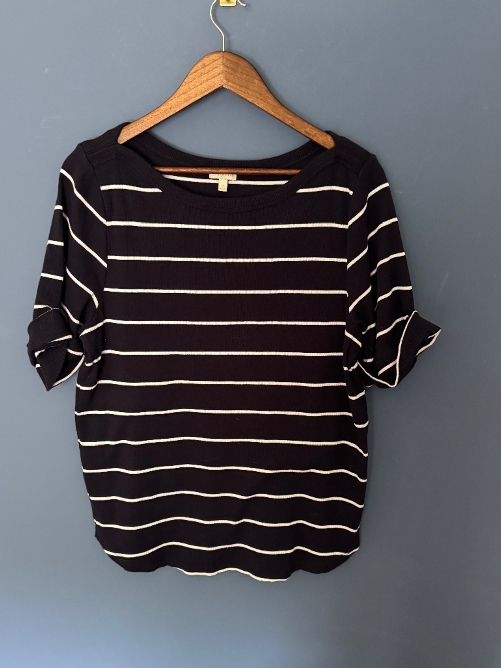 Talbots 2X Ribbed Navy & White Top in EUC
